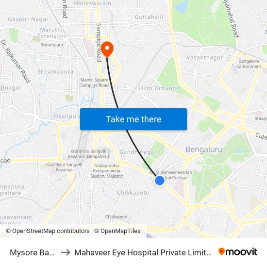 Mysore Bank to Mahaveer Eye Hospital Private Limited map