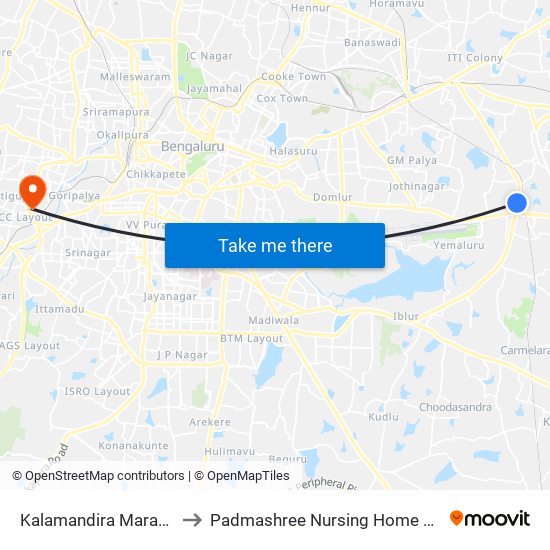 Kalamandira  Marathahalli Bridge to Padmashree Nursing Home And Maternity Home map