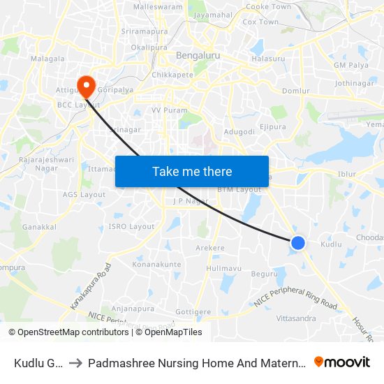 Kudlu Gate to Padmashree Nursing Home And Maternity Home map