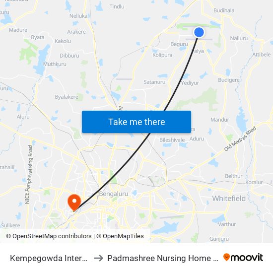 Kempegowda International Airport to Padmashree Nursing Home And Maternity Home map