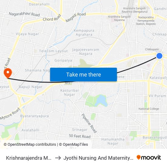 Krishnarajendra Market to Jyothi Nursing And Maternity Home map