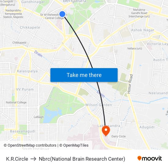 K.R.Circle to Nbrc(National Brain Research Center) map