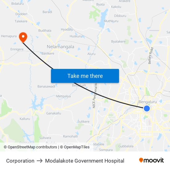 Corporation to Modalakote Government Hospital map