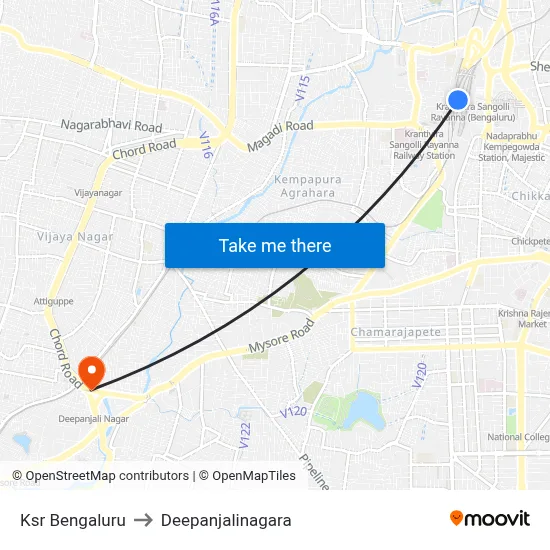 Ksr Bengaluru to Deepanjalinagara map