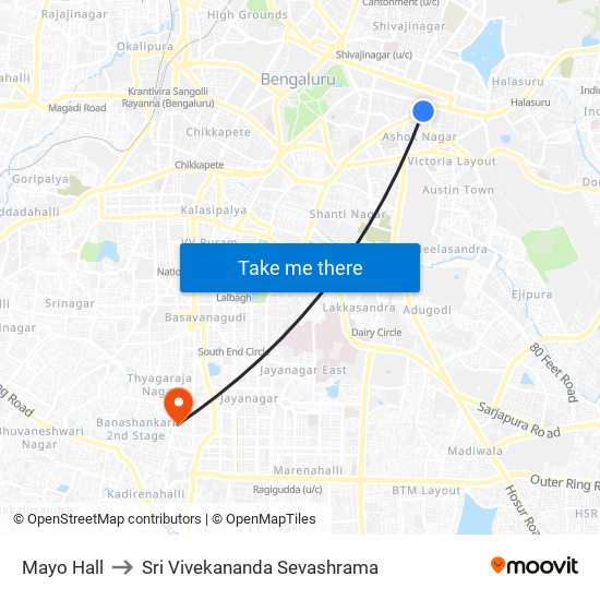 Mayo Hall to Sri Vivekananda Sevashrama map