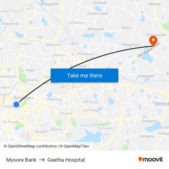 Mysore Bank to Geetha Hospital map