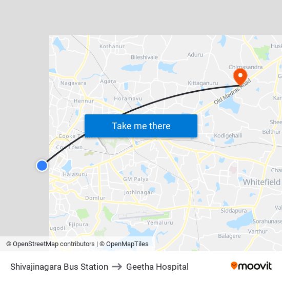 Shivajinagara Bus Station to Geetha Hospital map