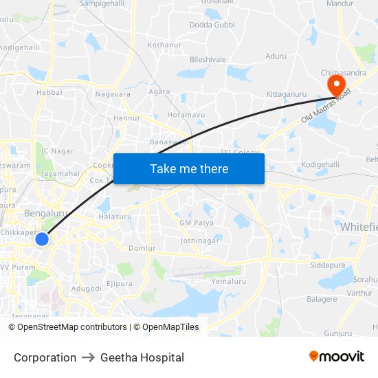 Corporation to Geetha Hospital map
