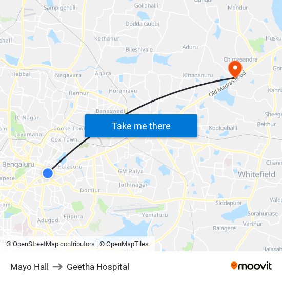 Mayo Hall to Geetha Hospital map