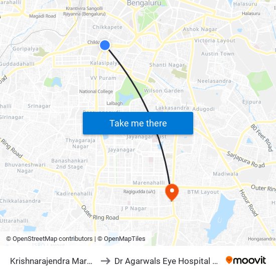 Krishnarajendra Market to Dr Agarwals Eye Hospital Ltd map