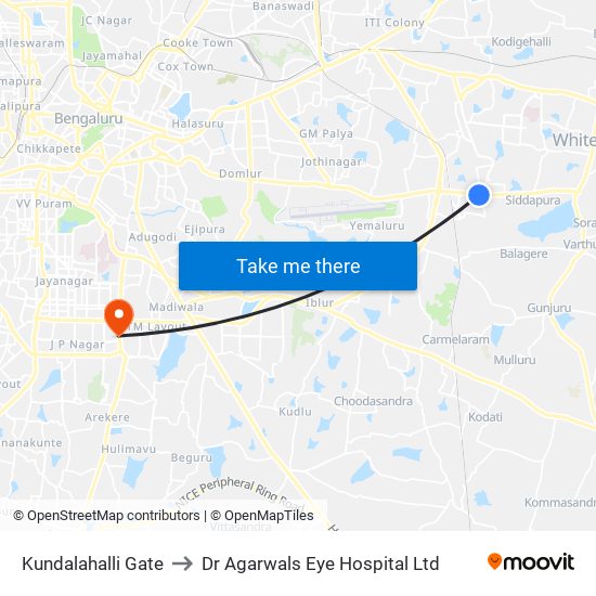 Kundalahalli Gate to Dr Agarwals Eye Hospital Ltd map