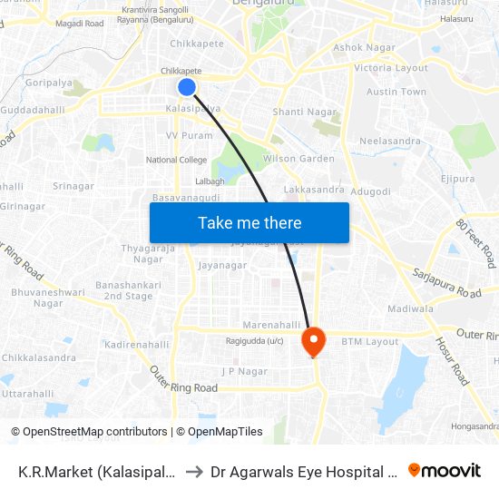 K.R.Market (Kalasipalya) to Dr Agarwals Eye Hospital Ltd map