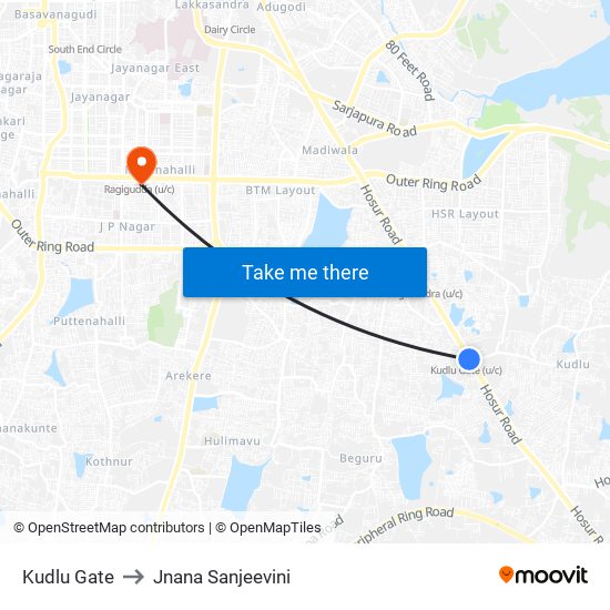Kudlu Gate to Jnana Sanjeevini map