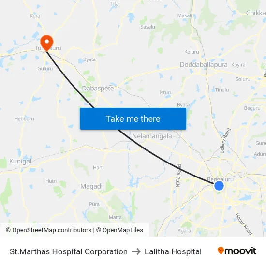 St.Marthas Hospital Corporation to Lalitha Hospital map