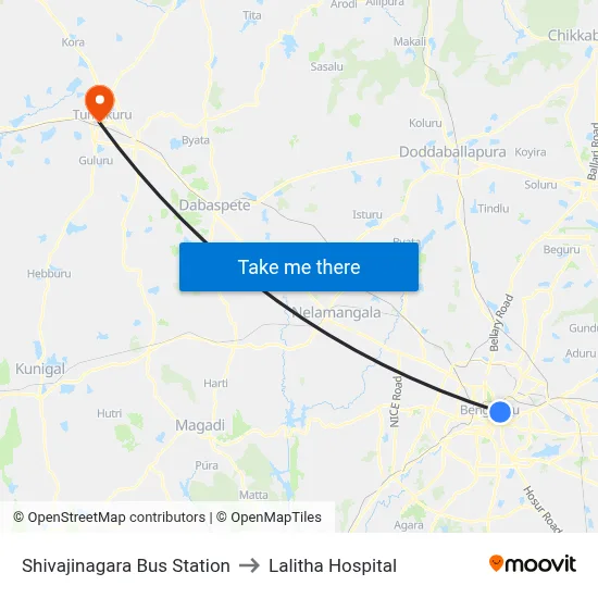 Shivajinagara Bus Station to Lalitha Hospital map