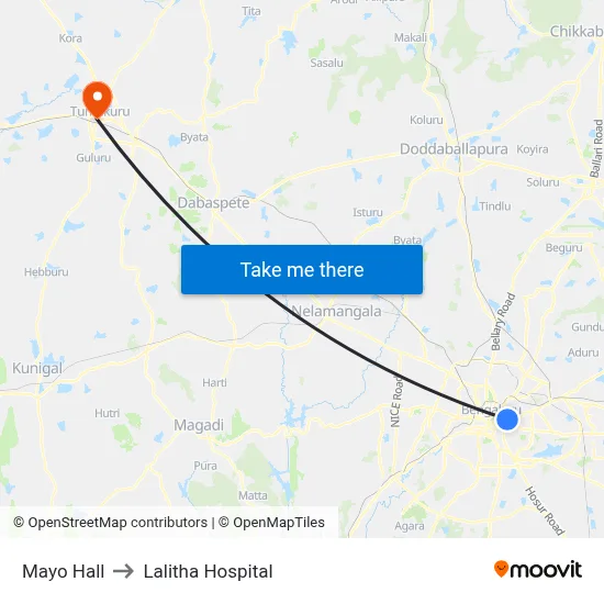 Mayo Hall to Lalitha Hospital map
