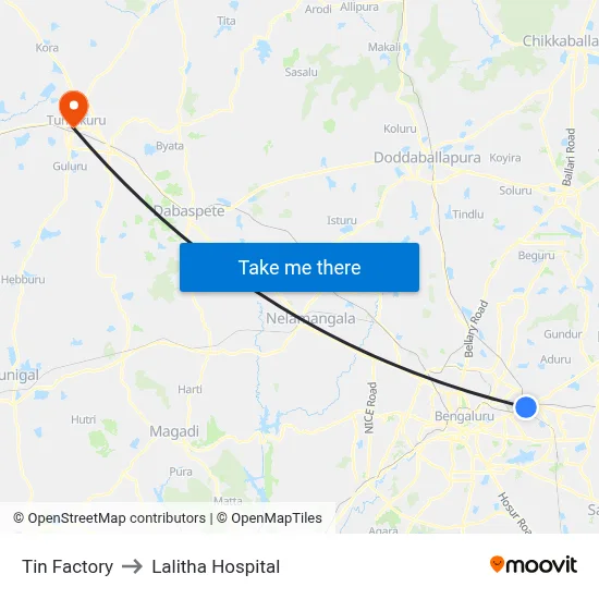 Tin Factory to Lalitha Hospital map