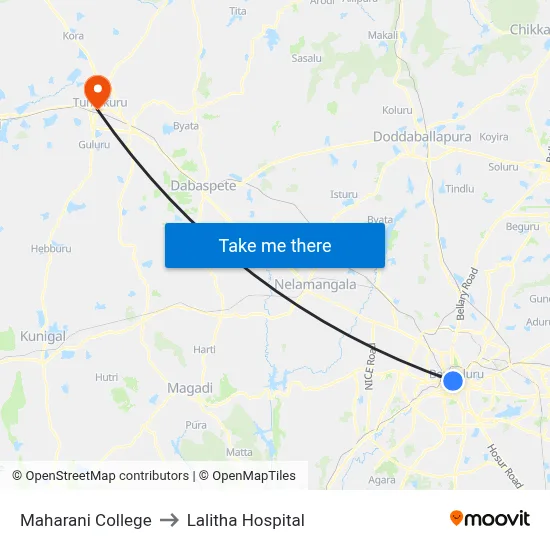 Maharani College to Lalitha Hospital map