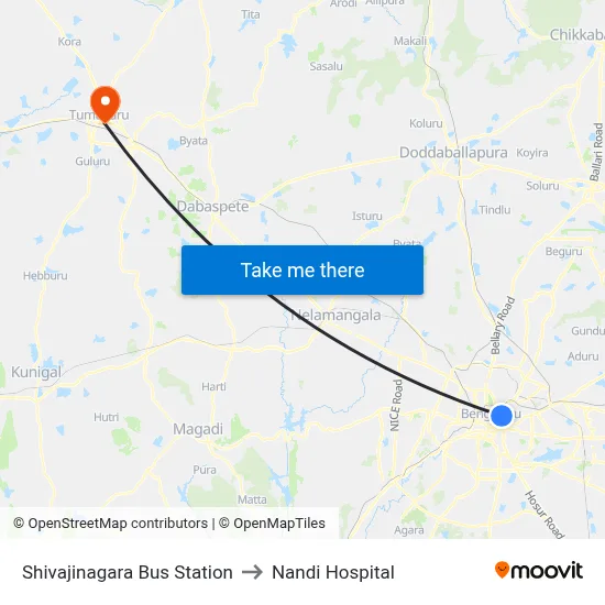 Shivajinagara Bus Station to Nandi Hospital map