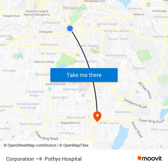 Corporation to Pothys Hospital map