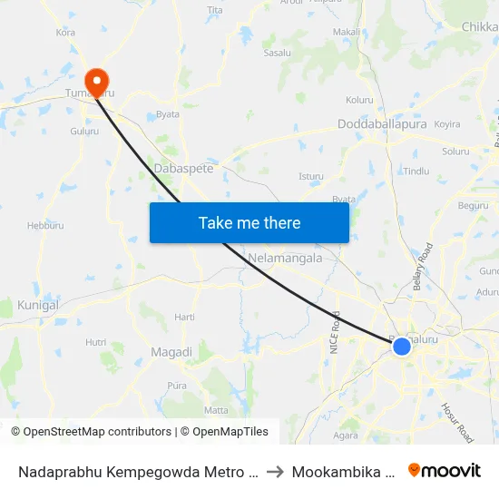 Nadaprabhu Kempegowda Metro Station, Majestic to Mookambika Modi Eye map