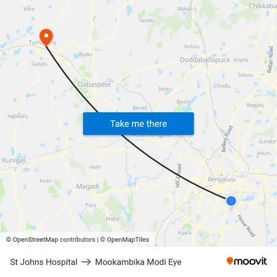St Johns Hospital to Mookambika Modi Eye map