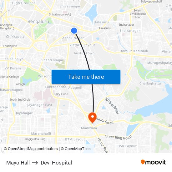 Mayo Hall to Devi Hospital map