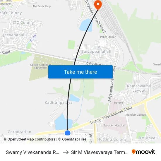 Swamy Vivekananda Road to Sir M Visvesvaraya Terminal map
