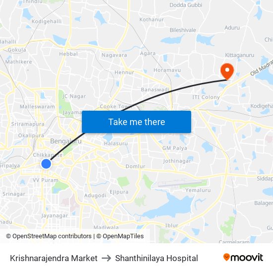 Krishnarajendra Market to Shanthinilaya Hospital map