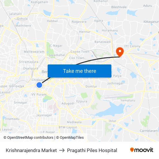 Krishnarajendra Market to Pragathi Piles Hospital map