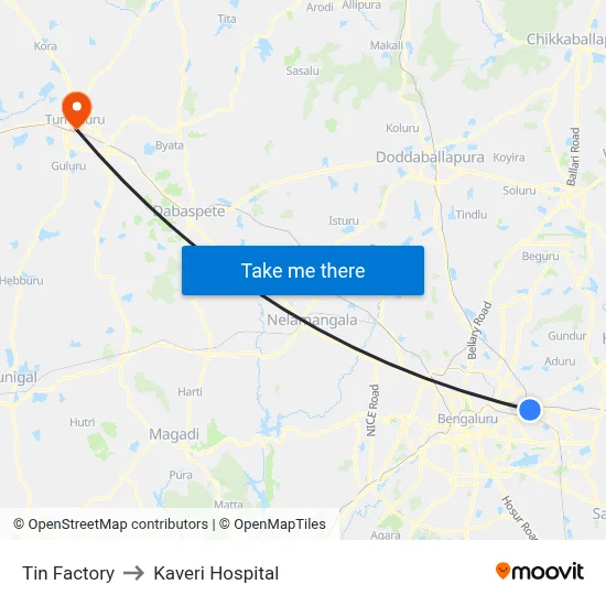 Tin Factory to Kaveri Hospital map