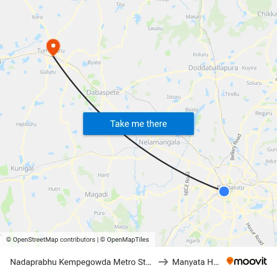 Nadaprabhu Kempegowda Metro Station, Majestic to Manyata Hospital map