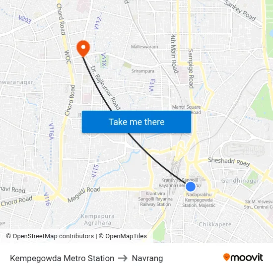 Kempegowda Metro Station to Navrang map
