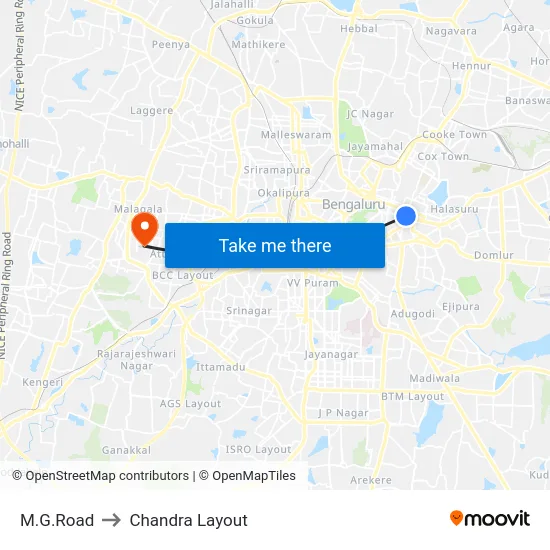 M.G.Road to Chandra Layout map