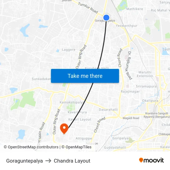 Goraguntepalya to Chandra Layout map