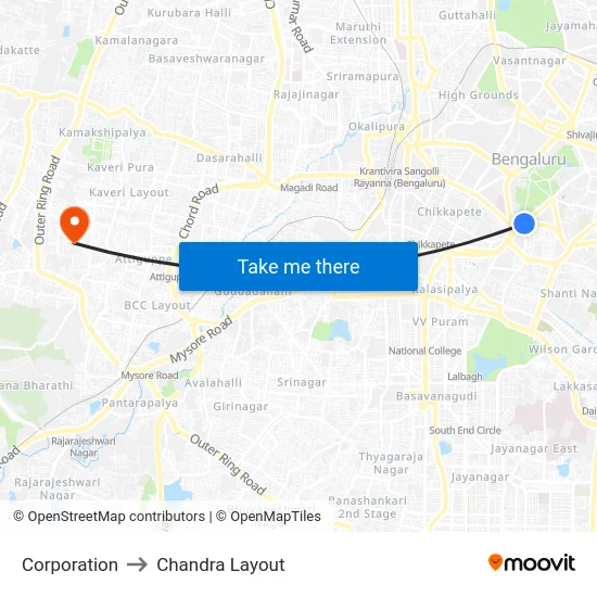Corporation to Chandra Layout map