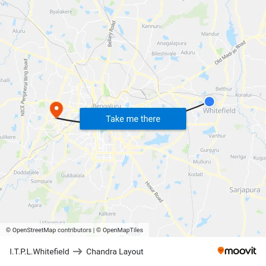 I.T.P.L.Whitefield to Chandra Layout map