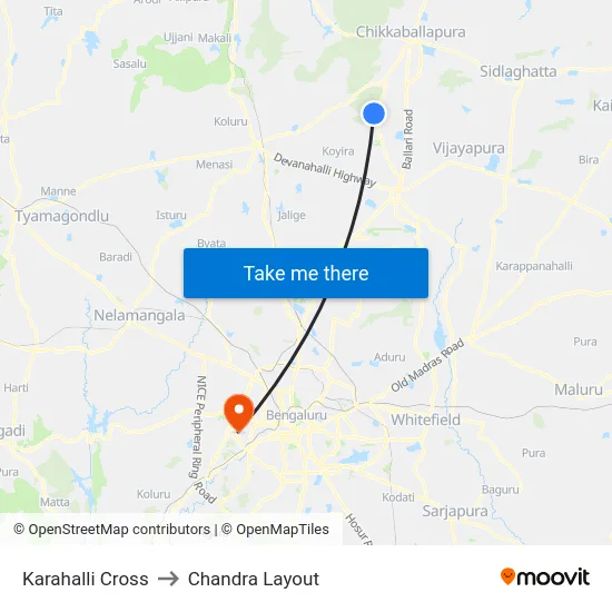 Karahalli Cross to Chandra Layout map