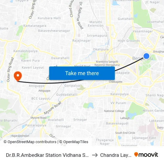 Dr.B.R.Ambedkar Station Vidhana Soudha to Chandra Layout map