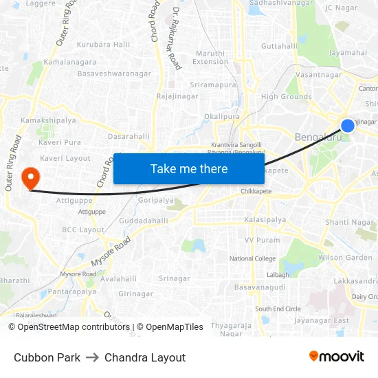 Cubbon Park to Chandra Layout map