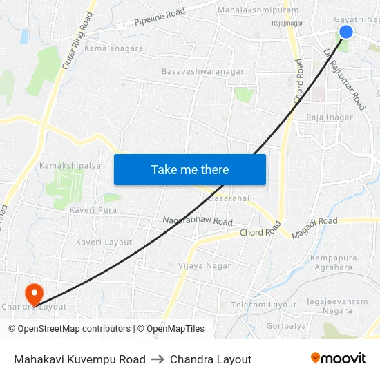 Mahakavi Kuvempu Road to Chandra Layout map