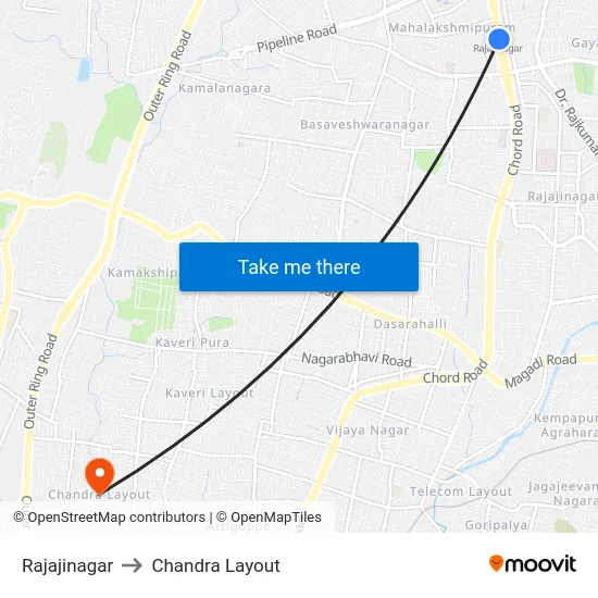 Rajajinagar to Chandra Layout map
