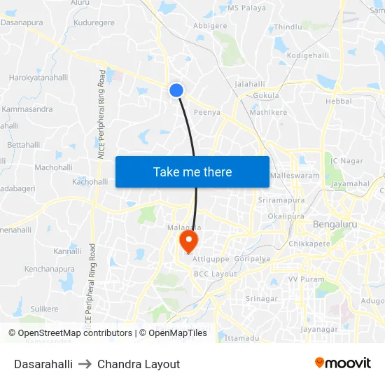 Dasarahalli to Chandra Layout map