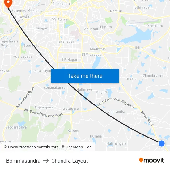 Bommasandra to Chandra Layout map