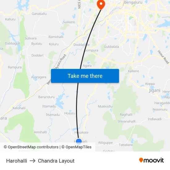 Harohalli to Chandra Layout map