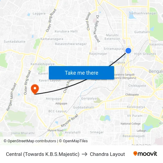 Central (Towards K.B.S.Majestic) to Chandra Layout map