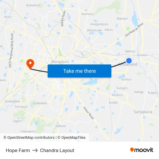 Hope Farm to Chandra Layout map