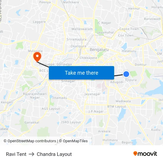Ravi Tent to Chandra Layout map
