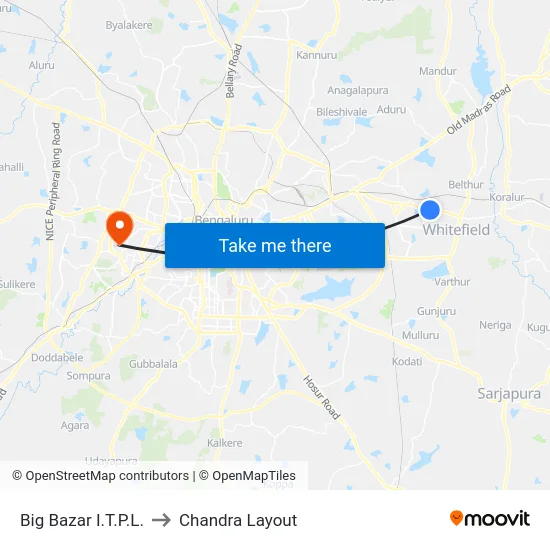 Big Bazar I.T.P.L. to Chandra Layout map