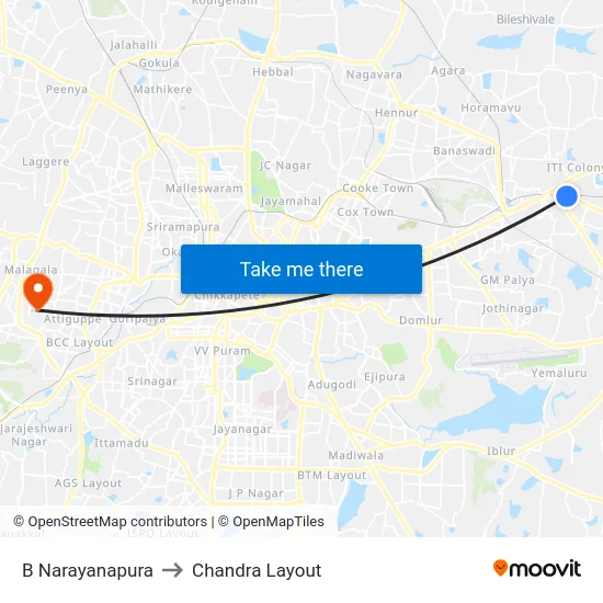 B Narayanapura to Chandra Layout map